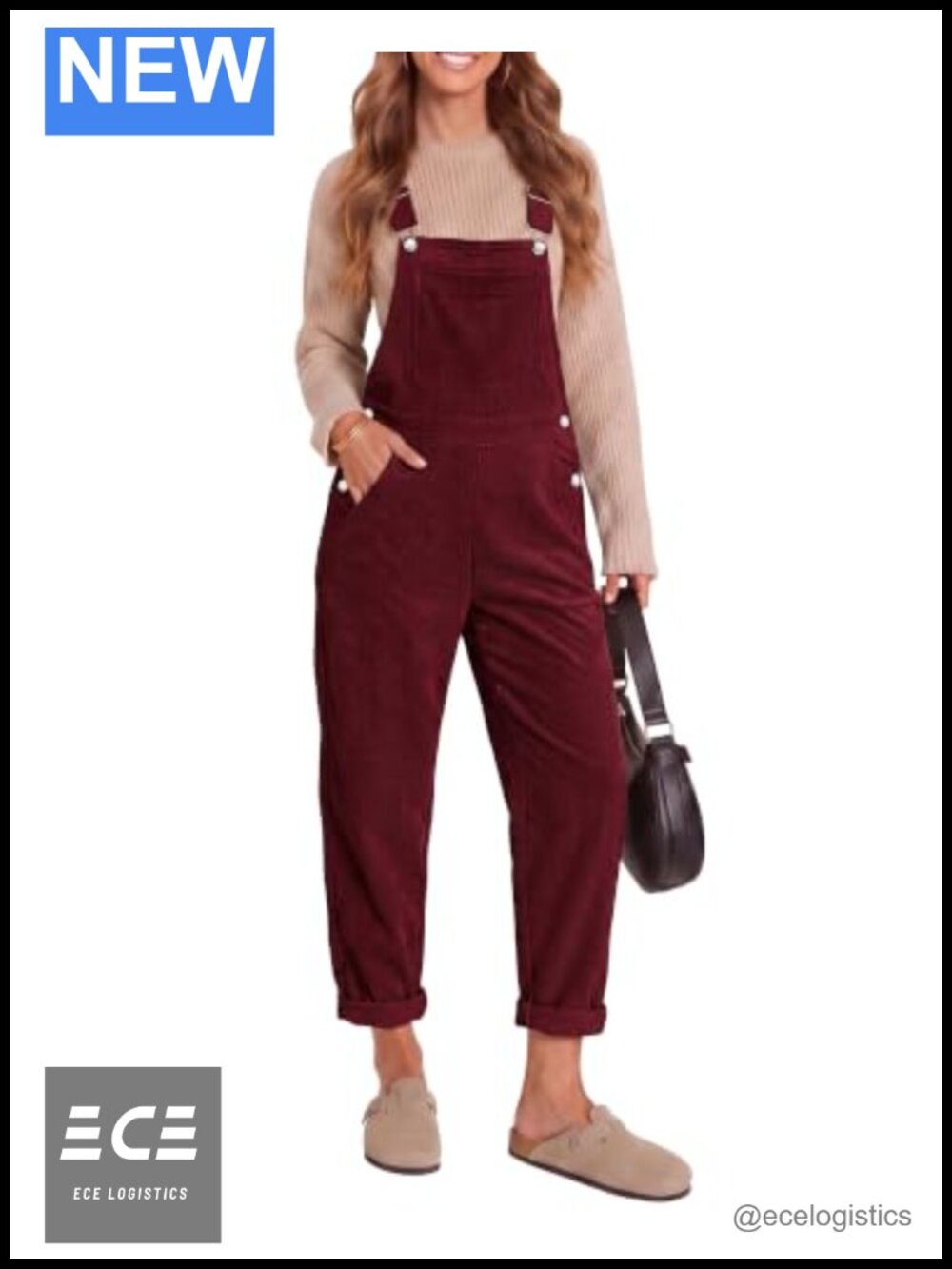 Corduroy Bib Overalls Adjustable Straps Ankle Length Jumpsuit Pockets